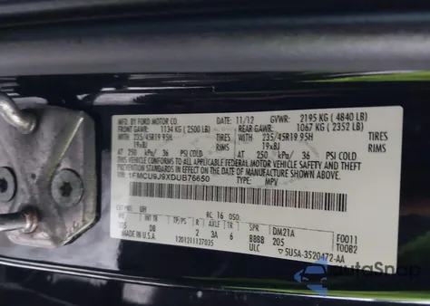 2013 Ford Escape Titanium from USA, damaged, VIN 1FMCU9J9XDUB76650